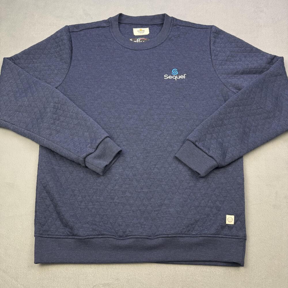 Marine Layer Corbet Sweatshirt Mens Medium Blue Quilted Crewneck Logo